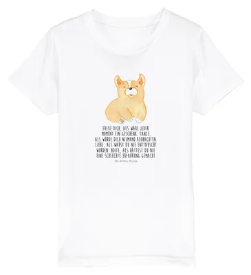 Produktbild von Mr. & Mrs. Panda Kleinkinder T-Shirt Corgie 9-11 Jahre (134/146) - Weiß - Geschenk, Hund, Mädchen, Corgi, Öko Kinder, Sprüche, Lebensfreude, Teenager, Kindershirt, für