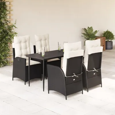 Produktbild von Möbel 5-tlg. Garten-Essgruppe mit Kissen Schwarz Poly Rattan - Gartenmöbelgarnituren 3213157