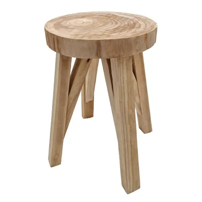 Image de 2.03 Tabouret en bois massif nature - env. 40 x 28 cm - supporte jusqu'à 120 kg