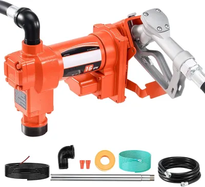 Immagine prodotto di Pompa di trasferimento carburante - Pompa di trasferimento diesel a 12 V - 60,5 L/min - 1/4 HP - Ugello - Tubo di aspirazione e pressione - Per diesel, benzina, paraffina, miscela di etanolo/metanolo, biodiesel
