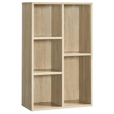 Produktbild von VASAGLE Bücherregal, Standregal, mit 5 Fächern, 50 x 24 x 80 cm, als Raumteiler, Bücherschrank, Regal zur Präsentation, eichefarben LBC25NL