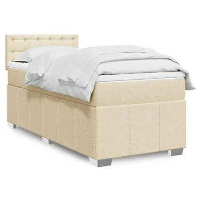 Produktbild von Schlichtes Boxspringbett mit Matratze - Creme 80x200 cm Stoff Design Klassische Betten 8431380