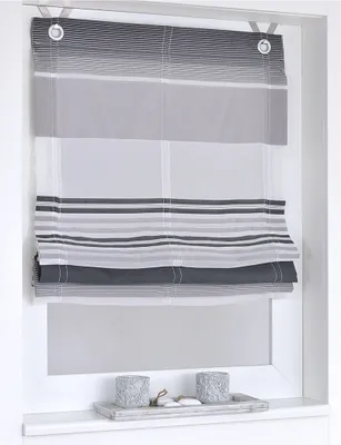 Produktbild von Raffrollo Ösenrollo Modern Jamaica Querstreifen ca. 45 x 130 cm, grau
