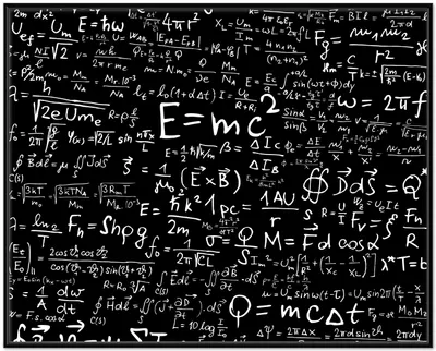 Produktbild von Wallario Wandbild Mathematische Formeln  Relativitätstheorie, Größe: 40,30 x 50,30 cm, Poster mit schwarzem Aluminiumrahmen