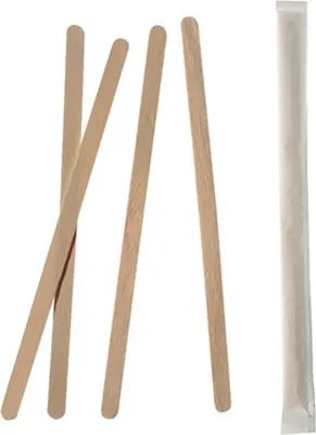 Image de 1000 agitateurs, bois "pur" 14 cm x 6 mm enveloppés individuellement