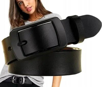 Immagine prodotto di Cintura da donna in pelle - Fibbia nera - Stile versatile - Elegante fibbia in metallo - Materiale sostenibile - Resistente e confortevole