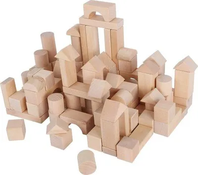 Image de Blocs de construction en bois, lot de 100, présentés dans un sac - Jouet créatif pour enfants