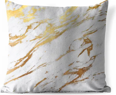 Produktbild von MuchoWow® Outdoor Kissen - Marmor - Weiß - Gold - Luxus - 40x40 cm - Wetterfest - Lounge Kissen - Kopfkissen - Interieur - Polster mit Bild