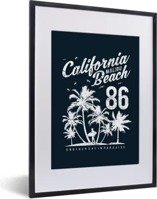Produktbild von MuchoWow® MuchoWow® Gerahmtes Poster Strand - Palme - Retro 30x40 cm - Poster mit zchwarzem Bilderrahmen - Wandposter Schlafzimmer