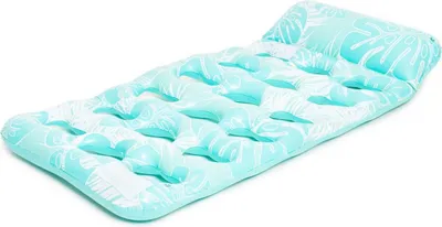 Obrázek produktu pro Nafukovací matrace 180x90 cm s opěrkou hlavy – nafukovací vodní houpací síť do bazénu a vody světle modrá