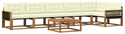 Produktbild von vidaXL Outdoor-Sofagarnitur mit Kissen 7 pcs Natur und Creme