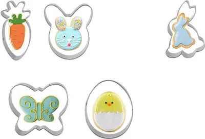 Produktbild von Ausstechformen Ostern, 5 Stück Plätzchen Ausstecher Set, Keksausstecher Oster Edelstahl Ausstechformen