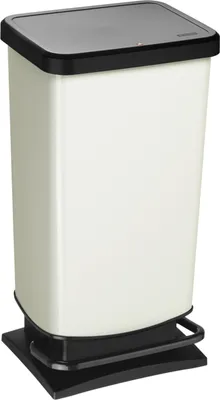 Produktbild von Rotho Abfalleimer Paso, 29,5 x 67,6 x 35,3 cm/40 l, Weiß, Kunststoff, Pedal-Tretmechanismus, Geruchsdichter Soft-Close Deckel