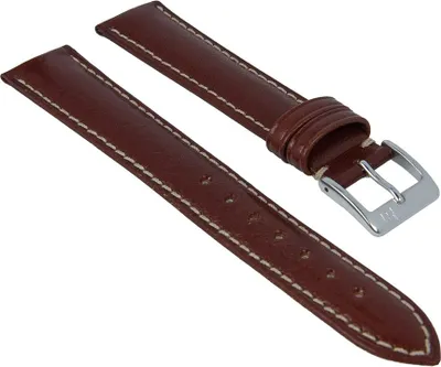 Produktbild von Uhrenarmband Kalbleder braun Kontrastnaht Minott 27871, Stegbreite:18mm, Schließe:Silbern