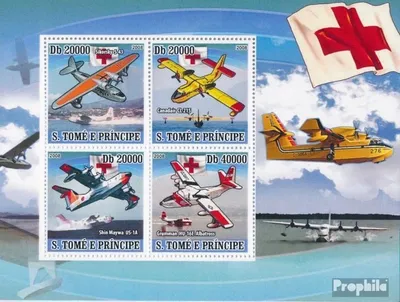 Produktbild von Briefmarken Sao Tome e Principe 2008 Mi 3748-3751 Kleinbogen (kompl. Ausgabe) postfrisch Rettungsflugboote, Rotes Kreuz