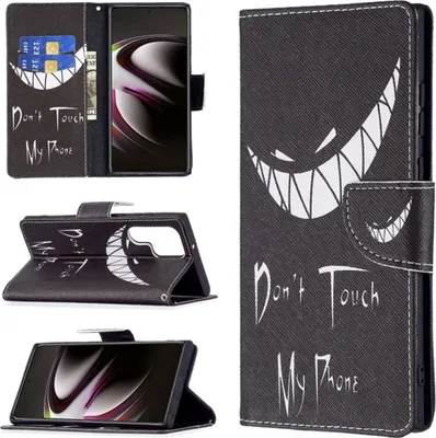 Produktbild von König Design Hülle kompatibel mit Samsung Galaxy S22 Ultra 5G Kunstleder Handyhülle - Handy Case Grinsen