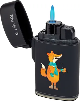 Produktbild von Mr. & Mrs. Panda Feuerzeug Fuchs Keks - Schwarz - Geschenk, Winter, zigarettenanzünder, Weihnachtlich, Gasfeuerzeug, Plätzchen, Feuerzeuge, sturmfeuerzeug, Frieren, Liebe