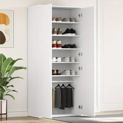 Image de Armoire à chaussures - Rangement à chaussures - Étagère à chaussures - Meuble de rangement - Armoire à chaussures étroite - Armoire en bois massif