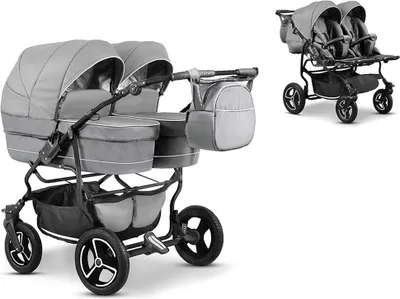 Produktbild von Zwillingskinderwagen 2 in 1 Twin Star inkl. Sportsitze - 10 Teile -  in 16 Farben