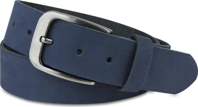 Produktbild von Fomax Ledergürtel Stilvoller Herren Veloursledergürtel, 3,8 cm breit mit edler dunkelsilberner Schließe, Navy, Größe 85