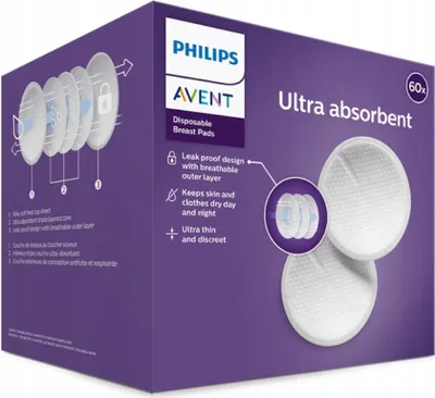 Zdjęcie produktu dla Philips AVENT Wkadki laktacyjne SCF254/61 Jednorazowe, Muszle laktacyjne, Chiny, 13 cm, Polimer, Biay, 2 mm