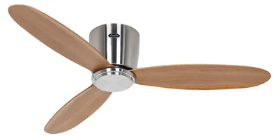 Productafbeelding van Energiezuinige plafondventilator met afstandsbediening, model Eco Plano II, WiFi, diameter 112 cm, chroom/eikenhout
