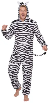 Produktbild von Zebra-Herrenkostüm Karneval-Tierkostüm weiss-schwarz - Einheitsgröße