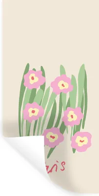 Produktbild von MuchoWow® Wandtattoo Wandsticker Wandaufkleber Blume - Rosa - Gras 40x80 cm Selbstklebend und Repositionierbar - Repositionierbar - Wasser abweisend