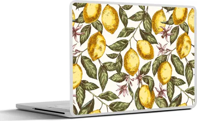 Produktbild von MuchoWow® Laptop Aufkleber Sticker Cover Muster - Blumen - Zitrusfrüchte 30x21 cm - Sticker für Laptop - Selbstklebend