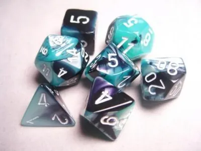 Produktbild von Chessex Gemini Black-Shell/White Polydice Würfelset (7 Stück)