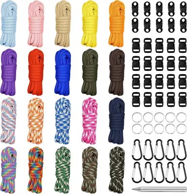 Produktbild von Paracord-Set – 20 Farben – Multifunktionales Paracord, 3 Meter lang, mit Zubehör