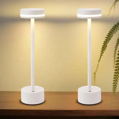 Produktbild von ZMH Tischlampe Kabellos 2ER LED Tischleuchte Akku Nachttischlampe Dimmbare mit USB-C Aufladbar Batterie Touch Lampe Weiß Tischlampen für Schlafzimmer Esszimmer Büro