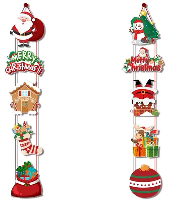 Produktbild von Weihnachtsbanner – Weihnachtsschild für die Veranda – 2 Stück – 10 Designs – Weihnachtliche Türdekoration – Weihnachtsschmuck – Neujahrsdekoration