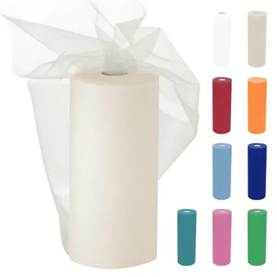 Imagen del producto de Cinta de tul, tul elástico, 30 x 91,5 m, cinta de tul, cinta de tul para bodas, fiestas, tutú, falda, decoración DIY, manualidades, costura, organza, mantel individual de tela fina (beige)