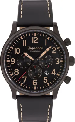 Produktbild von Gigandet Quarzuhr Chronograph Edelstahl Lederband Schwarz Destination - G15-004