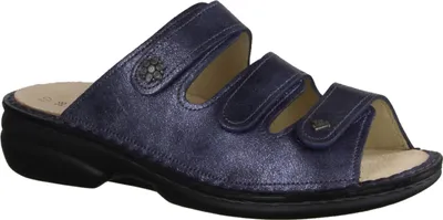 Produktbild von Finn Comfort Menorca-Soft, Damenschuhe, Pantolette, Leder, Jeans (Blau), bequem - Damenschuhe Pantolette / Zehentrenner, Blau, leder (berna)