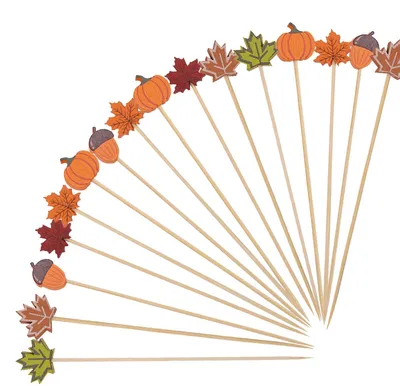Productafbeelding van Cocktailprikkers met esdoornbladmotief - 100 stuks - Houten prikkers voor fingerfood - Herfstdecoratie