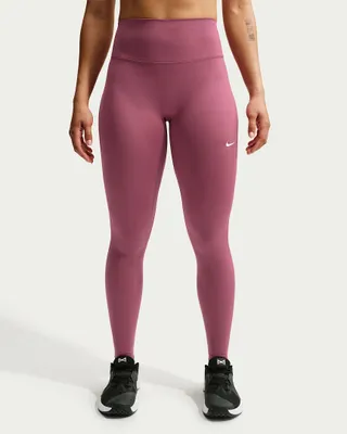 Immagine prodotto di Leggings da donna Nike One a gamba intera, con vita alta, colore Rosa Fumoso/Bianco, taglia M