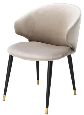 Produktbild von Casa Padrino Luxus Esszimmerstuhl mit Armlehnen Beige / Schwarz / Gold 57 x 66 x H. 83 cm - Esszimmermöbel