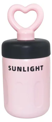 Isolierflasche 500 ml mit Herzdeckel, wiederverwendbar, rosa