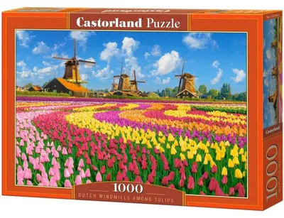 Zdjęcie produktu dla Puzzle 1000 Dutch Windmills Among Tulips C-105540-2