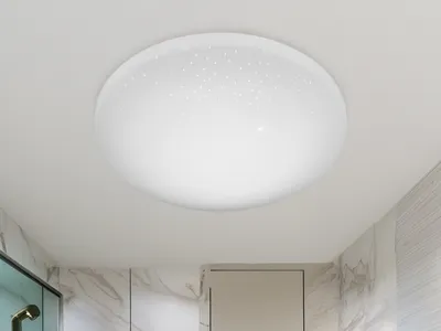 Produktbild von Kleine flache LED Deckenleuchte Ø 28cm mit Sternenhimmel für Badezimmer & Flur