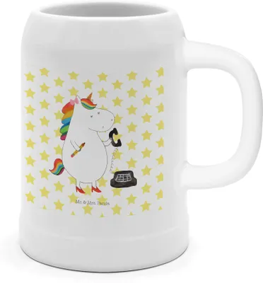 Produktbild von Mr. & Mrs. Panda Krug Einhorn Sekretärin - Weiß - Geschenk, Bierbecher, Keramikkrug, Einhörner, Seidel, Unicorn, Rechtsanwaltsgehilfin, Büro, Deko, Steinkrug, Humpen