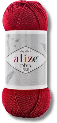 Image de Alize 1x 100g Diva Fine, fil uni, idéal pour le crochet et le tricot (rouge profond - 106)