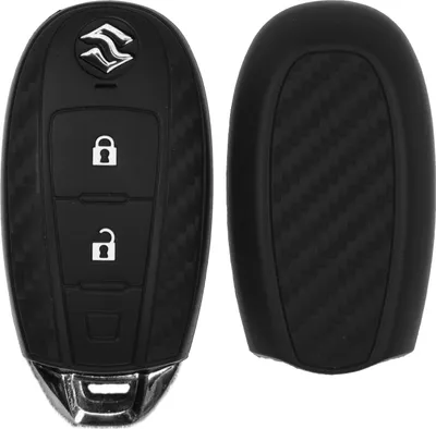 Produktbild von Auto Schlüssel Silikon Schutz Hülle im Carbon Look kompatibel mit Suzuki Swift Vitara SX4 S-Cross Baleno Jimny Ignis 2 Tasten KEYLESS SMARTKEY