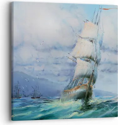 Produktbild von Bild auf Leinwand - Leinwandbild - Meer Segelschiff - 40x40cm - Wand Bild - Wanddeko - Wandbilder - Leinwanddruck - Bilder - Kunstdruck - Wanddekoration - Leinwand bilder - Wandkunst - AC40x40-3782