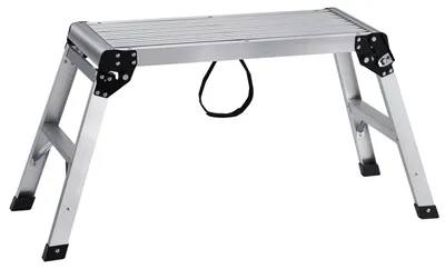 Image de VEVOR Plate-forme de travail en aluminium Établi pliant 76x30x50,8cm Plate-forme de travail Capacité de charge 150 kg Marchepied avec serrures de sécurité Escabeau pour maison Bureau Atelier & Garage Argent