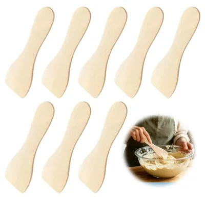 Zdjęcie produktu dla 8 sztuk drewnianych łopatek do raclette, drewniane łopatki do smażenia, nadają się do mycia w zmywarce, wymiary: 14 x 4,5 cm
