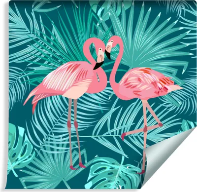 Obrázek produktu pro 10m VLIES TAPETE Roll Flamingos Tropical Leaves NATURE XXL