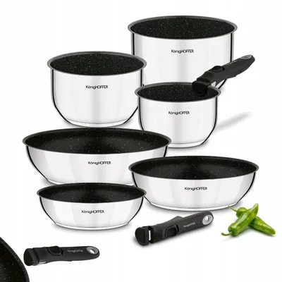 Produktbild von Konighoffer Colate Topf- und Pfannenset, abnehmbarer Griff, 8-teilig
